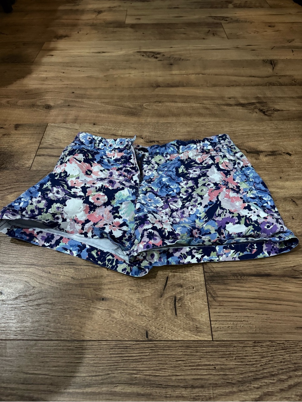 crown & ivy Floral Athletic Shorts in Blue, Pink & Purple